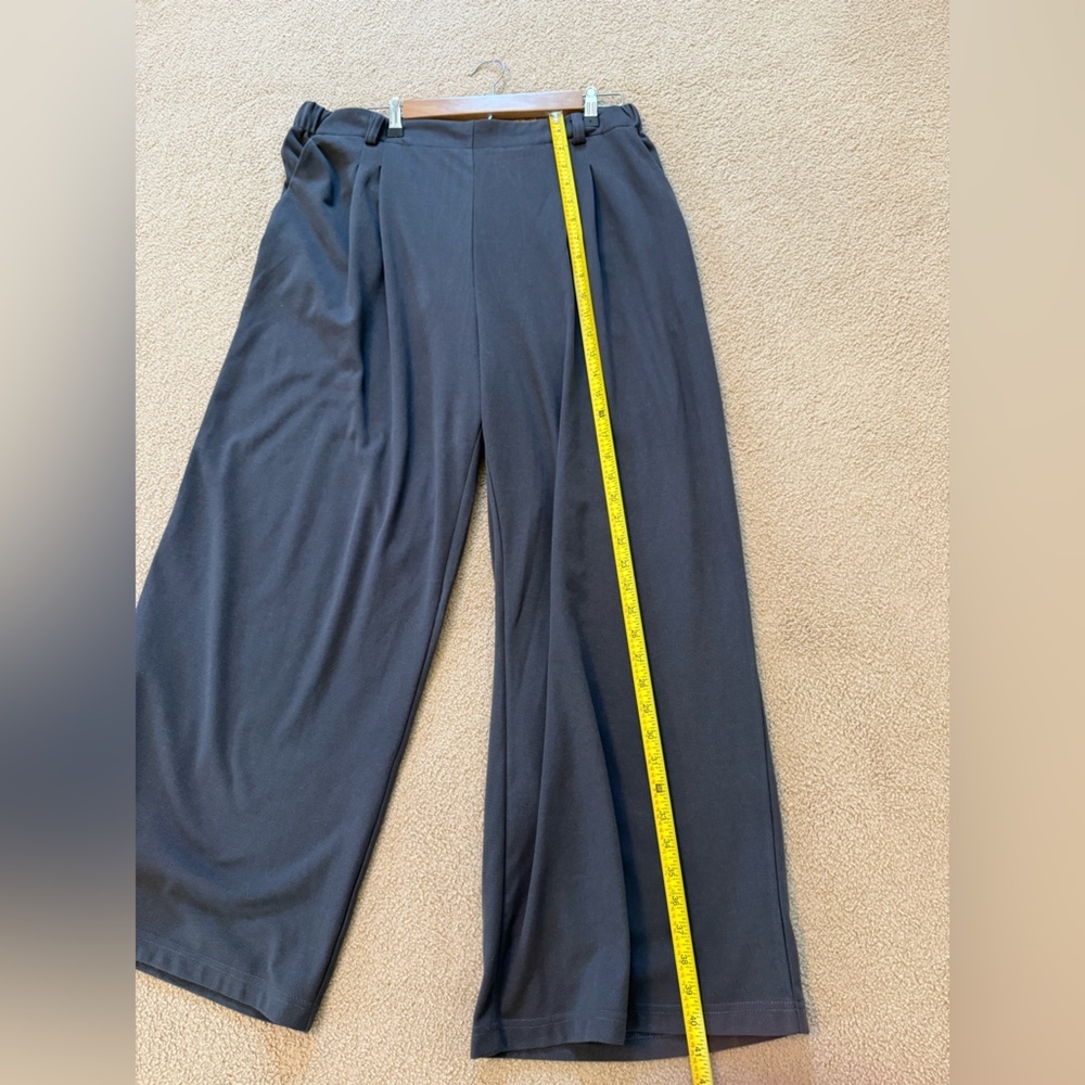 Evaless | Wide Leg Elastic High Waisted Waffle Knit Grey Pants | Size XL - Picture 6 of 9